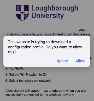 Prompt screen with LU - option prompt to allow